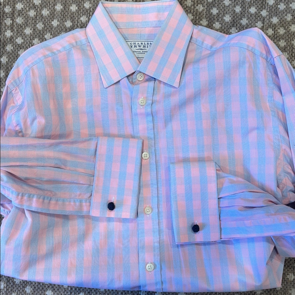 Charles Tyrwhitt Pastel Pink and Blue Shirt French cuff